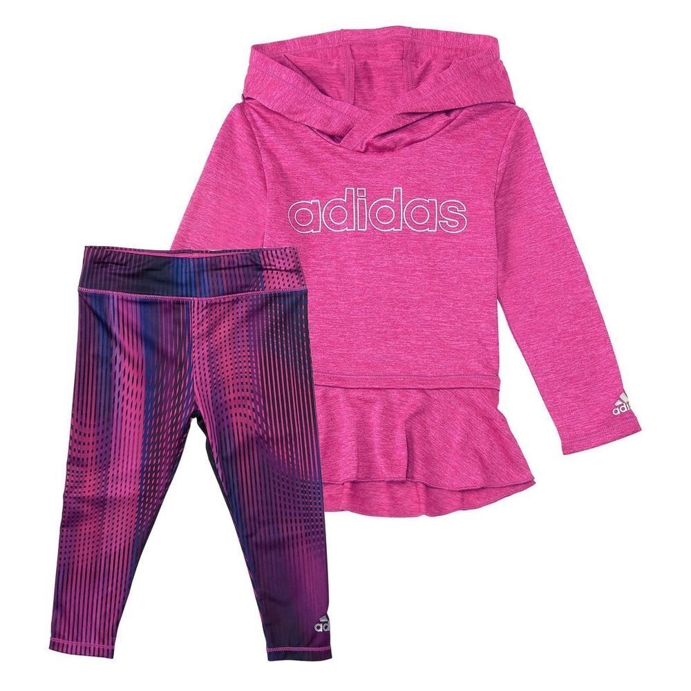 New! ADIDAS Toddler Girls 2-Piece Set Top & Pants Leggings Pink Long Sleeve 2T